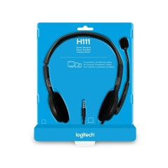 Logitech Stereo H111 Wired Headset - High-Quality Sound, Comfortable Fit, Sleek Black Design - Perfect for Gaming & Calls